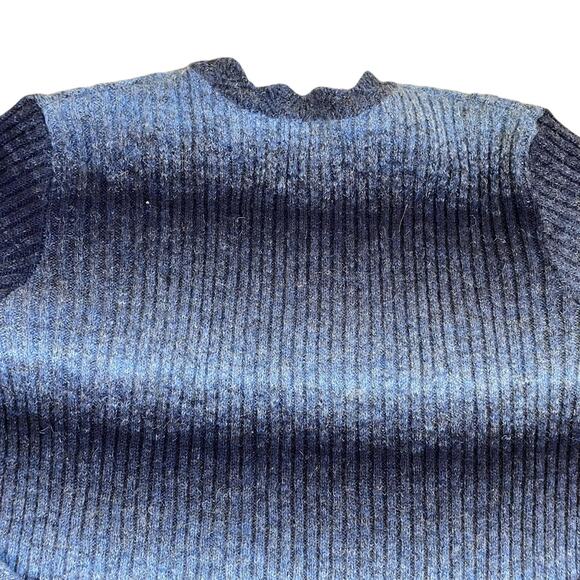 Alfred Dunner MP Blue Striped Ombre Cable Knit  Sweater Scallped Trims Acrylic - Picture 13 of 16